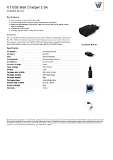 V7 USB Wall Charger 1.0A AC30010A-BLK-2E Leaflet