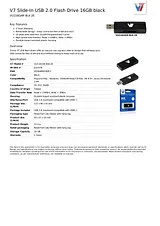 V7 Slide-In USB 2.0 Flash Drive 16GB black VU216GAR-BLK-2E Scheda Tecnica