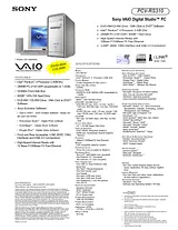 Sony PCV-RS311 Guida Specifiche