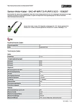 Phoenix Contact Sensor/Actuator cable SAC-4P-MR/ 7,5-PUR/FS SCO 1538267 1538267 Fiche De Données