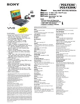 Sony PCG-FX290K Specification Guide