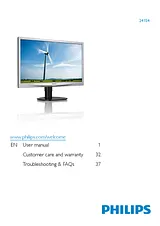 Philips LCD monitor, LED backlight 241S4LSS 241S4LSS/00 Manuel D’Utilisation