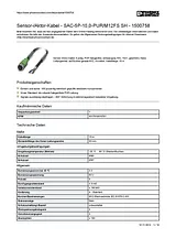 Phoenix Contact Sensor/Actuator cable SAC-5P-10,0-PUR/M12FS SH 1500758 1500758 Data Sheet