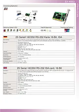 EXSYS EX-40053 - 2S ISA Serial RS-232 card, 16-Bit EX-40053 Листовка