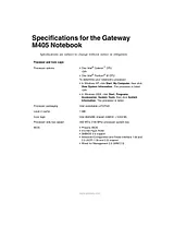 Gateway M405 规格指南