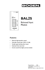 Bogen BAL2S Справочник Пользователя