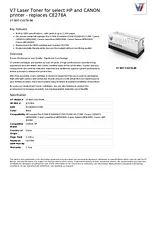 V7 Laser Toner for select HP and CANON printer - replaces CE278A V7-B07-C0278-BK Hoja De Datos