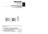 Panasonic PT-AE700U User Manual