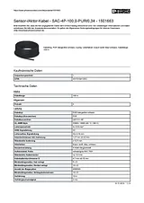 Phoenix Contact Sensor/Actuator cable SAC-4P-100,0-PUR/0,34 1501663 1501663 Fiche De Données
