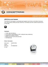 Conceptronic USB Entry Level Headset 1208009 Справочник Пользователя