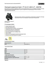 Phoenix Contact Surge protection device PT-IQ-2X1-48DC-UT 2800789 2800789 Data Sheet