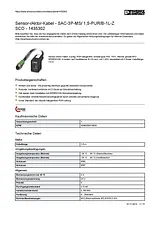 Phoenix Contact Sensor/Actuator cable SAC-3P-MS/ 1,5-PUR/B-1L-Z SCO 1435302 1435302 Ficha De Dados