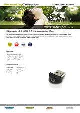 Conceptronic Bluetooth v2.1 USB 2.0 Nano Adapter 10m C04-106 产品宣传页