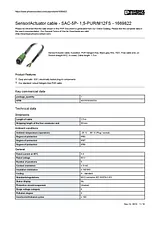 Phoenix Contact 1669822 SAC-5P- 1,5-PUR/M12FS Sensor / Actuator Cable 1669822 Data Sheet