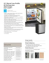 Marvel MA24RAS2RS 24" ADA All Refrigerator - Black Cabinet and Stainless Door Specification Sheet