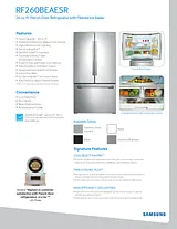 Samsung RF260BEAESP Specification Sheet
