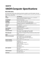 Sony pcg-v505ack Specification Guide