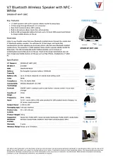 V7 Bluetooth Wireless Speaker with NFC - White SP6000-BT-WHT-18EC Data Sheet