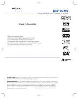 Sony DAV-BC150 Guida Specifiche
