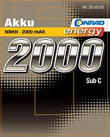 Conrad Energy NiMH-BatterySub-C-Single cell1.2 V / Solder lug: Yes 206002 정보 가이드