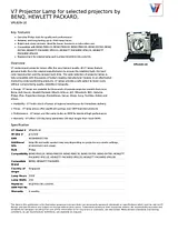 V7 Projector Lamp for selected projectors by BENQ, HEWLETT PACKARD, VPL629-1E 数据表