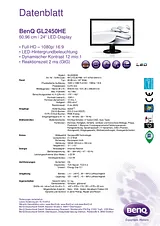 Benq GL2450HM 9H.L7CLA.DBE Data Sheet