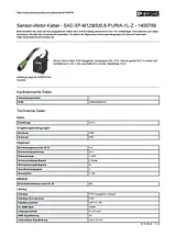 Phoenix Contact Sensor/Actuator cable SAC-3P-M12MS/0,6-PUR/A-1L-Z 1400769 1400769 Data Sheet