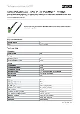 Phoenix Contact Sensor/Actuator cable SAC-4P- 3,0-PVC/M12FR 1693526 1693526 Data Sheet