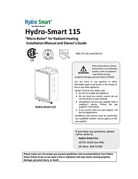 Hydro Smart 115 Installation Instruction