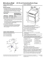 KitchenAid 30-Inch 5 Burner Electric Double Oven Convection Range Dimensional Illustrations