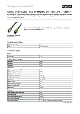 Phoenix Contact Sensor/Actuator cable SAC-4P-M12MS/ 3,0-150/M12FS 1546657 1546657 Data Sheet