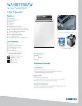 Samsung WA48J7700AW Specification Sheet