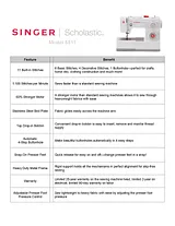 SINGER 5511 | SCHOLASTIC Product Datasheet