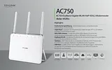 TP-LINK WLAN modem router Built-in modem: VDSL, ADSL 5 GHz, 2.4 GHz 750 Mbit/s Archer VR200v Fiche De Données