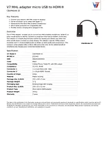 V7 MHL adapter micro USB to HDMI® CBLMHLHA-1E Ficha De Dados