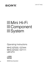 Sony MHC-GT111 Manual Do Utilizador