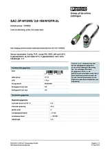 Phoenix Contact Sensor/Actuator cable SAC-3P-M12MS/ 3,0-150/M12FR-2L 1546602 1546602 Data Sheet