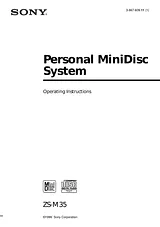 Sony minidisc zs-m35 Справочник Пользователя