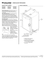 KitchenAid 24'' 6-Cycle/5-Option Dishwasher, Architect® Series II Dimensionale Illustrationen