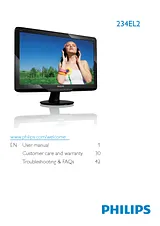 Philips LED monitor with HDMI, Audio, SmartTouch 234EL2SB 234EL2SB/00 User Manual