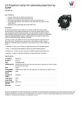 V7 Projector Lamp for selected projectors by SONY VPL295-1E Data Sheet