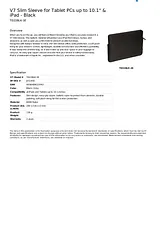 V7 Slim Sleeve for Tablet PCs up to 10.1" & iPad - Black TD22BLK-3E Dépliant