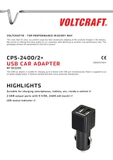 Voltcraft USB charger Car CPS-2400/2+ USB 2 x 2400 mA CPS-2400/2+ Ficha De Dados