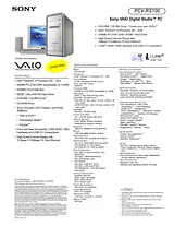 Sony PCV-RS100 Guide De Spécification