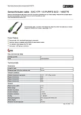 Phoenix Contact Sensor/Actuator cable SAC-17P- 1,5-PUR/FS SCO 1430776 1430776 Data Sheet