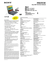 Sony PCG-FX120 Guide De Spécification