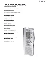 Sony ICD-R100PC Guide De Spécification