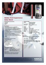 Nokia 7610 Supernova N7610S-WHITE/L/B Data Sheet