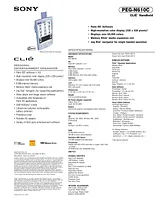 Sony PEG-N610C Guida Specifiche