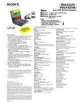 Sony PCG-FX270K Guide De Spécification